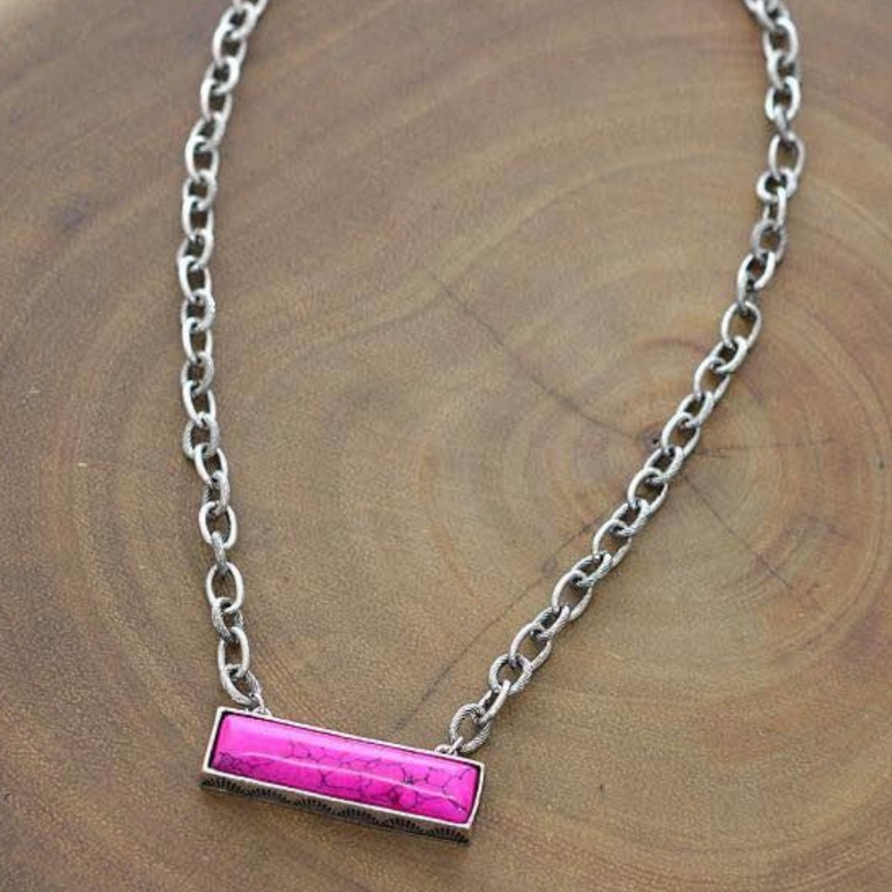 Pink bar necklace